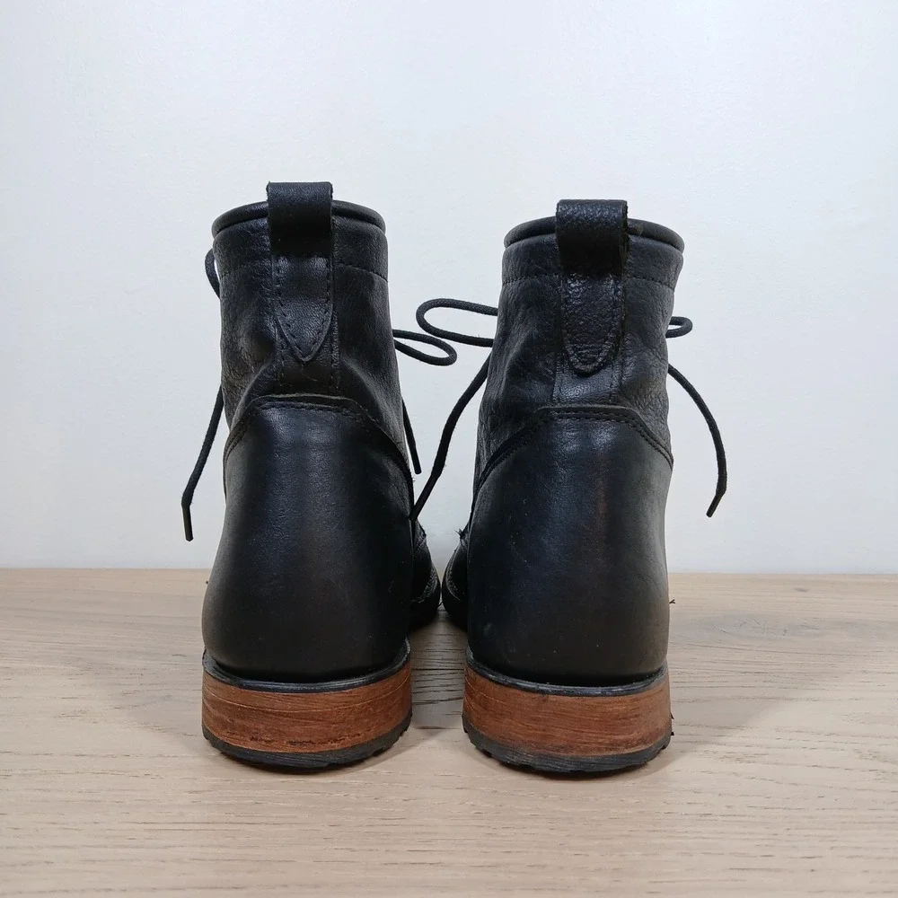 Walk-Over Vintage Collection Boots Men's 8.5 Black Leather Lace Up Ankle